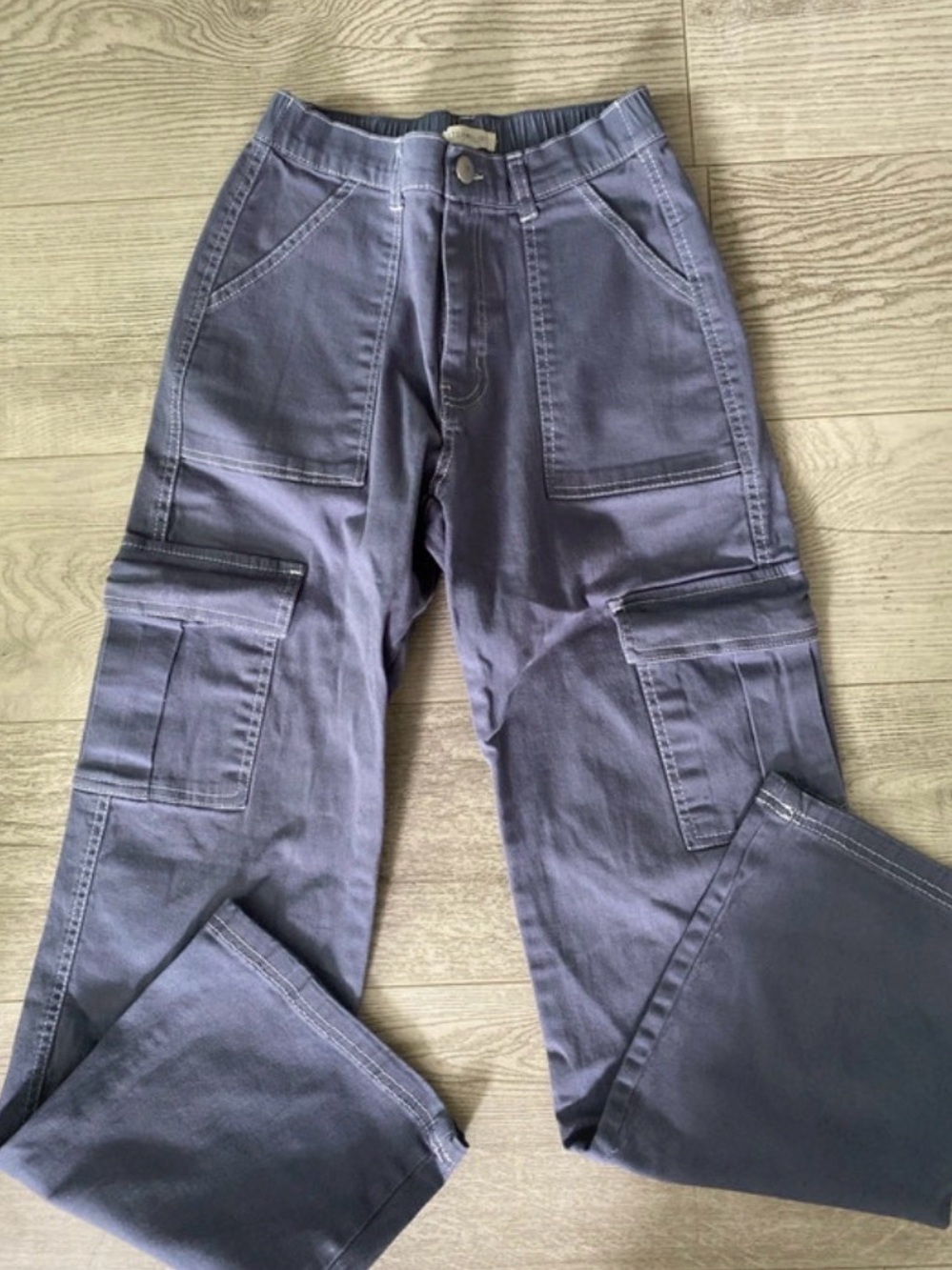 Macy's Women's Straight-Leg Cargo Jeans in Slate Blue